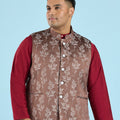 Plus Size Abstract Printed Bandgala Waistcoat | XL-7XL
