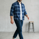 PLUS SIZE MEN INDIGO CHECK SHIRT| XL-7XL