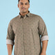 Plus Size Retro Retro Infusion Tile Print Twill Stretch Shirt | XL-7XL