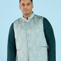 Plus Size Jacquard Bandgala Waistcoat | XL-7XL