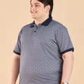 Plus Size Premium Ditsy Geo Printed Stretch Polo T-Shirt | XL-7XL