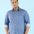 Plus Size Mid-Century Tile Print Twill Stretch Shirt | XL-7XL