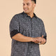 Plus Size Monochrome Paisley Print Stretch Satin Shirt | XL-7XL