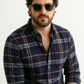 PLUS SIZE MEN INDIGO CHECK SHIRT| XL-7XL
