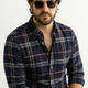 PLUS SIZE MEN INDIGO CHECK SHIRT| XL-7XL