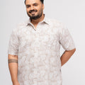 Plus size Tropical Printed Cotton Holiday Half Sleeve Shirt For Men | XL-7XL