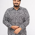 Plus size Printed Stretch Satin Party Shirt For Men | XL-7XL