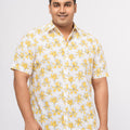 Plus size Tropical Printed Cotton Linen Holiday Shirt For Men | XL-7XL