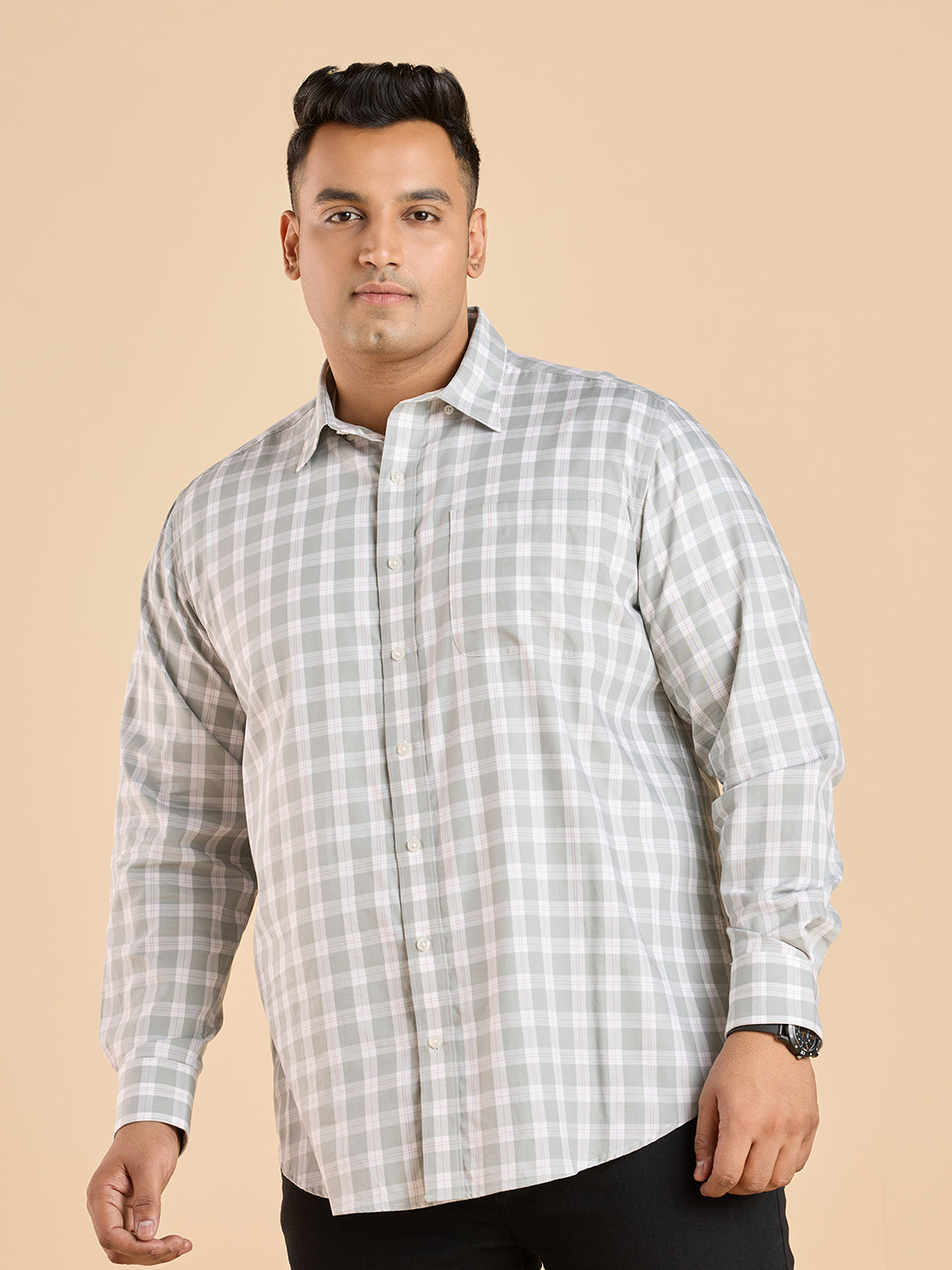 Get Plus Size Plus Size Egyptian Giza Cotton Check Shirt | XL-7XL