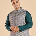 Plus Size Jacquard Bandgala Waistcoat | XL-7XL