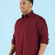 Plus Size Gem Tone Solid Stand Collar Satin Stretch Shirt | XL-7XL