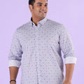 Plus Size Ceramic Tile Art Print Twill Stretch Shirt | XL-7XL