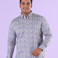 Plus Size Misty Medow Leaf Print Twill Stretch Shirt | XL-7XL
