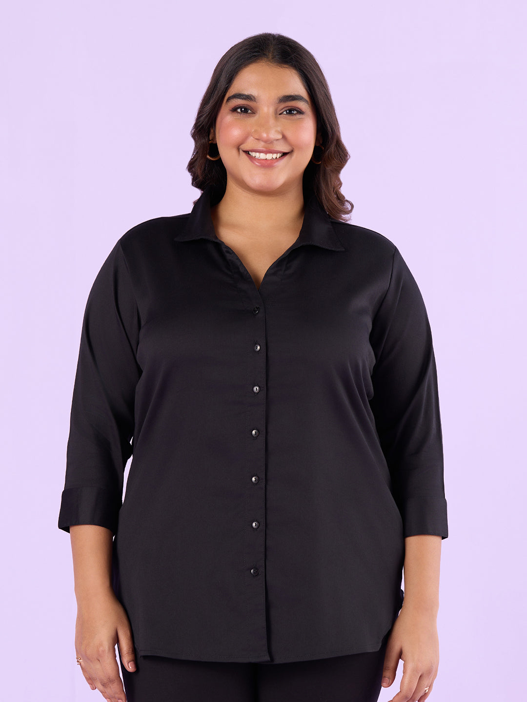Plus Size Black Satin Womens Shirt | XL-7XL XL / Black Plus Size Black Satin Womens Shirt | XL-7XL XL / Black