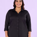 Plus Size Black Satin Womens Shirt | XL-7XL