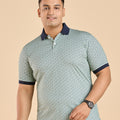 Plus Size Premium Ditsy Geo Printed Stretch Polo T-Shirt | XL-7XL