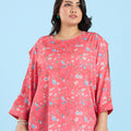 Plus Size Ditsy Floral Coral Printed Top | XL-7XL