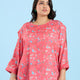 Plus Size Ditsy Floral Coral Printed Top | XL-7XL