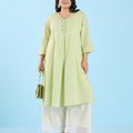 Plus Size Pastel Green Slub Kurta | XL-7XL