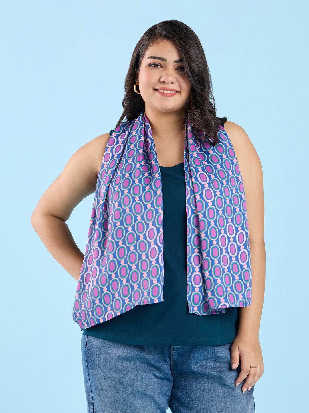 Get Plus Size Plus Size Printed Viscose Satin Scarf XL-7XL for