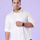 Plus Size Monochrome Off White Stretch Satin Shirt | XL-7XL