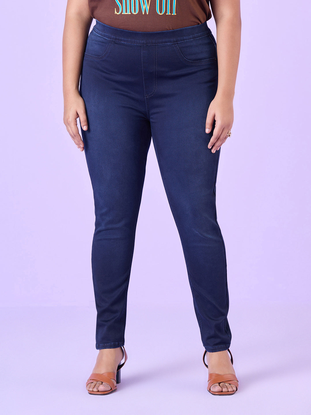Get Plus Size Plus Size Dark Wash Stretch Jeggings XL-7XL for