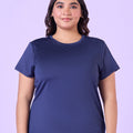 Plus Size Indigo Blue Stretchable T-Shirt With Pockets | XL-7XL