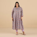 Plus Size Lilac Printed Cotton Kurta | XL-7XL