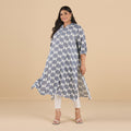 Plus Size Offwhite And Blue Buta Printed Rayon Kurta | XL-7XL