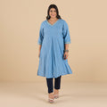 Plus Size Powder Blue Slub Kurta | XL-7XL