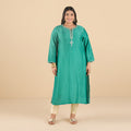 Plus Size Teal Blue Embroidered Kurta | XL-7XL