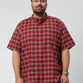 Plus Size Men Nautical Check Half Sleeve Shirts | XL-7XL