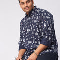 Plus Size Men Nautical Printed Stretch Full Sleeve Shirts | XL-7XL