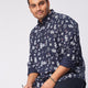 Plus Size Men Nautical Printed Stretch Full Sleeve Shirts | XL-7XL