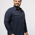 Plus size Solid stretch Double Pocket Shirt For Men | XL-7XL