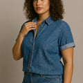 BIG HELLO - THE PLUS LIFE-Womens Shirt - Denim