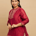 Plus Size Silk Embroidered Short Kurti | XL-7XL