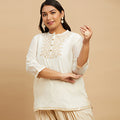 Plus Size Silk Embroidered Short Kurti | XL-7XL