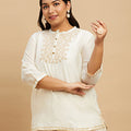 Plus Size Silk Embroidered Short Kurti | XL-7XL