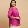 Plus Size Silk Embroidered Short Kurti | XL-7XL