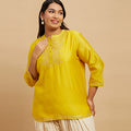 Plus Size Silk Embroidered Short Kurti | XL-7XL