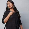 Plus Size Black Slub Kurta | XL-7XL