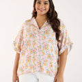 Pastel Floral Printed Satin Top | XL-7XL