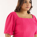 Pink Textured Knit Top | XL-7XL
