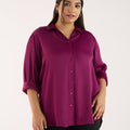 Plus Size Purple Satin Womens Shirt | XL-7XL
