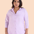 Plus Size Lilac Satin Stretch Shirt | XL-7XL