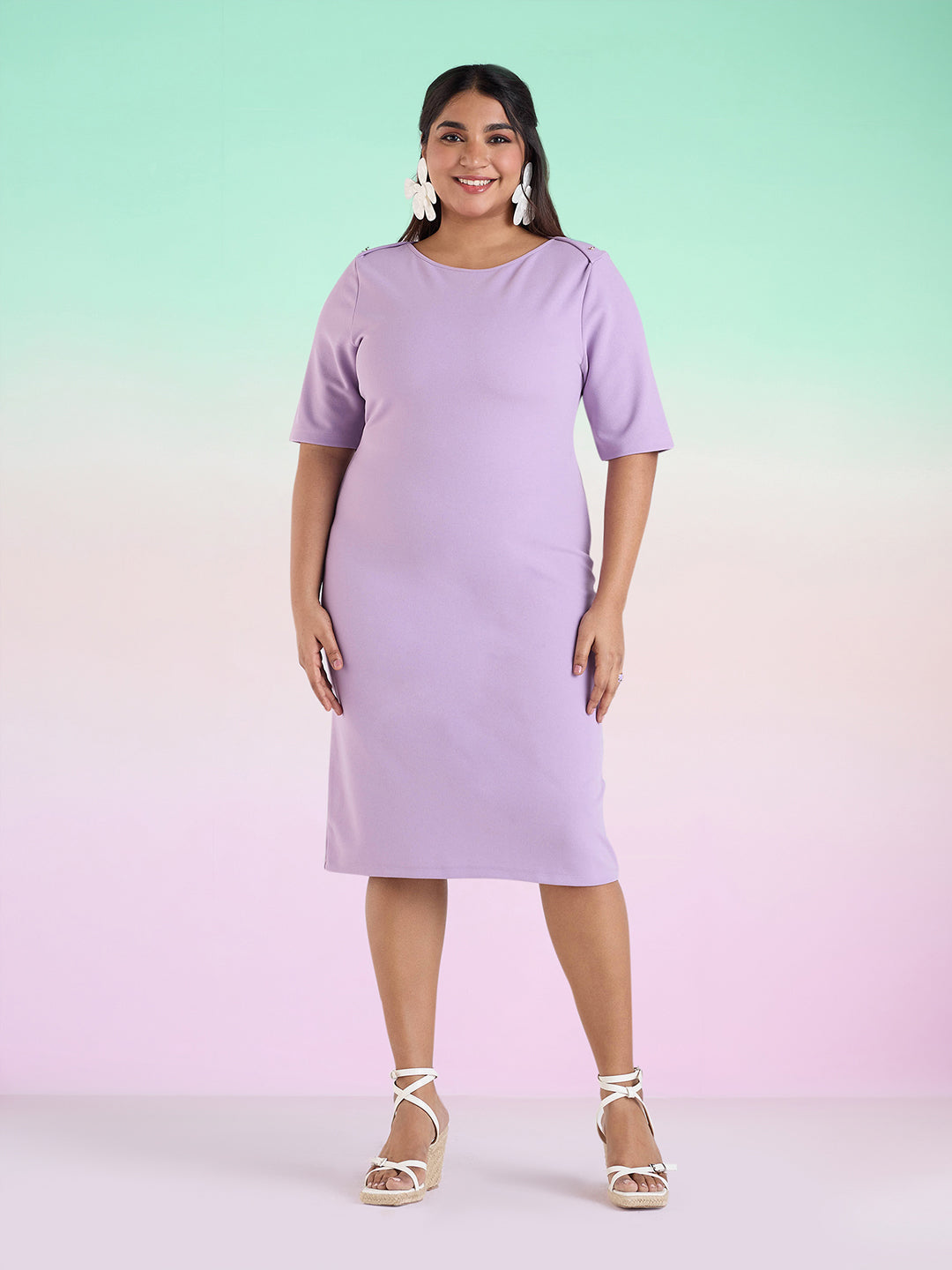 Get Plus Size Lilac Bodycon Stretch Dress | XL-7XL for WOMEN | Upto 51% off  | Big Hello
