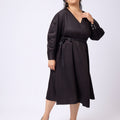 Plus Size SOLID WAIST KNOTTED A-LINE DRESS | XL-7XL