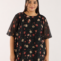 Printed Top With Pleated Neckline | XL-7XL