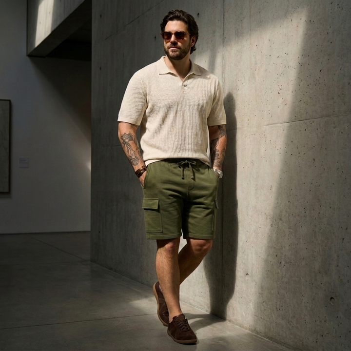 PLUS SIZE MEN’S KNIT CARGO LOUNGE SHORT | XL-7XL